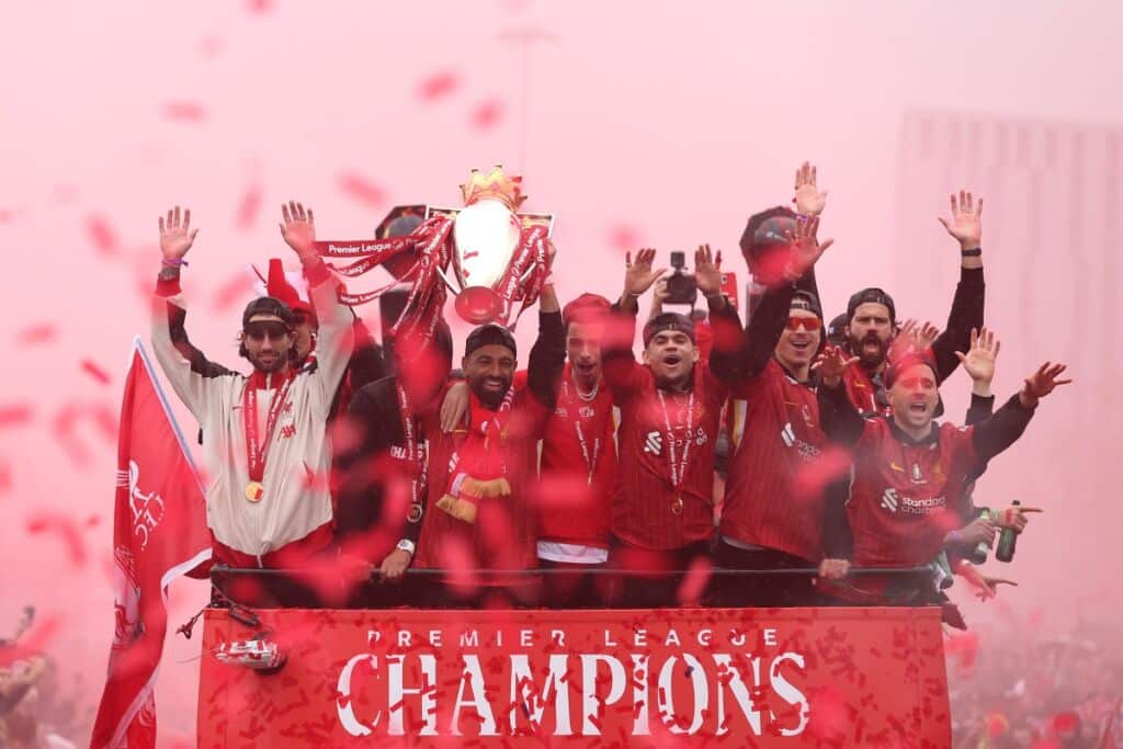 La festa del Liverpool per la vittoria della Premier League