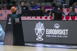 La palla e il logo ufficiale di Eurobasket