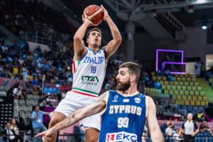 Matteo Spagono in azione durante Italia-Cipro