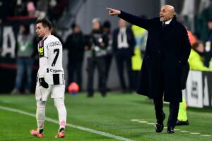 L'allenatore della Juventus Luciano Spalletti con Francisco Conceiçao