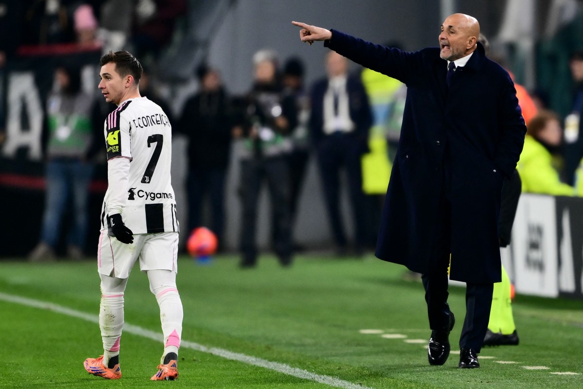 L'allenatore della Juventus Luciano Spalletti con Francisco Conceiçao